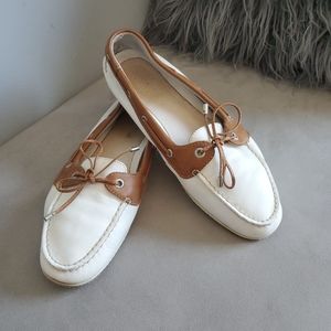 Sperry Top-Sider Boat Shoes Ivory Tan Leather Loafers Women’s 8.5